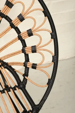 Rattanstuhl Esszimmerstuhl Hacienda PE-Rattan Peacock In/Outdoor Black/Natur-Vintagehaus Sale