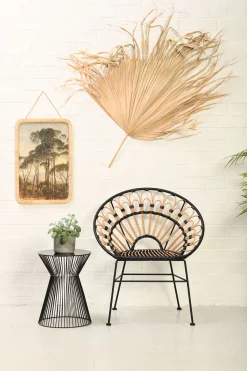 Rattanstuhl Esszimmerstuhl Hacienda PE-Rattan Peacock In/Outdoor Black/Natur-Vintagehaus Sale