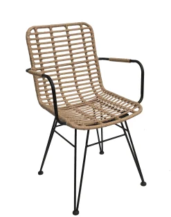 Rattanstuhl Esszimmerstuhl Hacienda Vela PE-Rattan Armlehne In/Outdoor Natur-Vintagehaus Discount