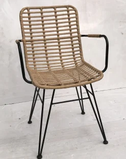 Rattanstuhl Esszimmerstuhl Hacienda Vela PE-Rattan Armlehne In/Outdoor Natur-Vintagehaus Discount