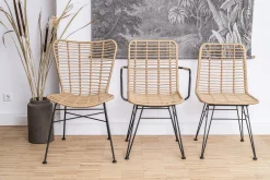 Rattanstuhl Esszimmerstuhl Hacienda Vela PE-Rattan Armlehne In/Outdoor Natur-Vintagehaus Discount