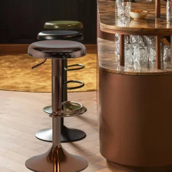 Retro Barhocker Monochrome Metall höhenverstellbar Grün-WOOOD Online