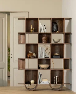 Retro Bücherregal Standegal Raumteiler Sinne Mangoholz-WOOOD Hot