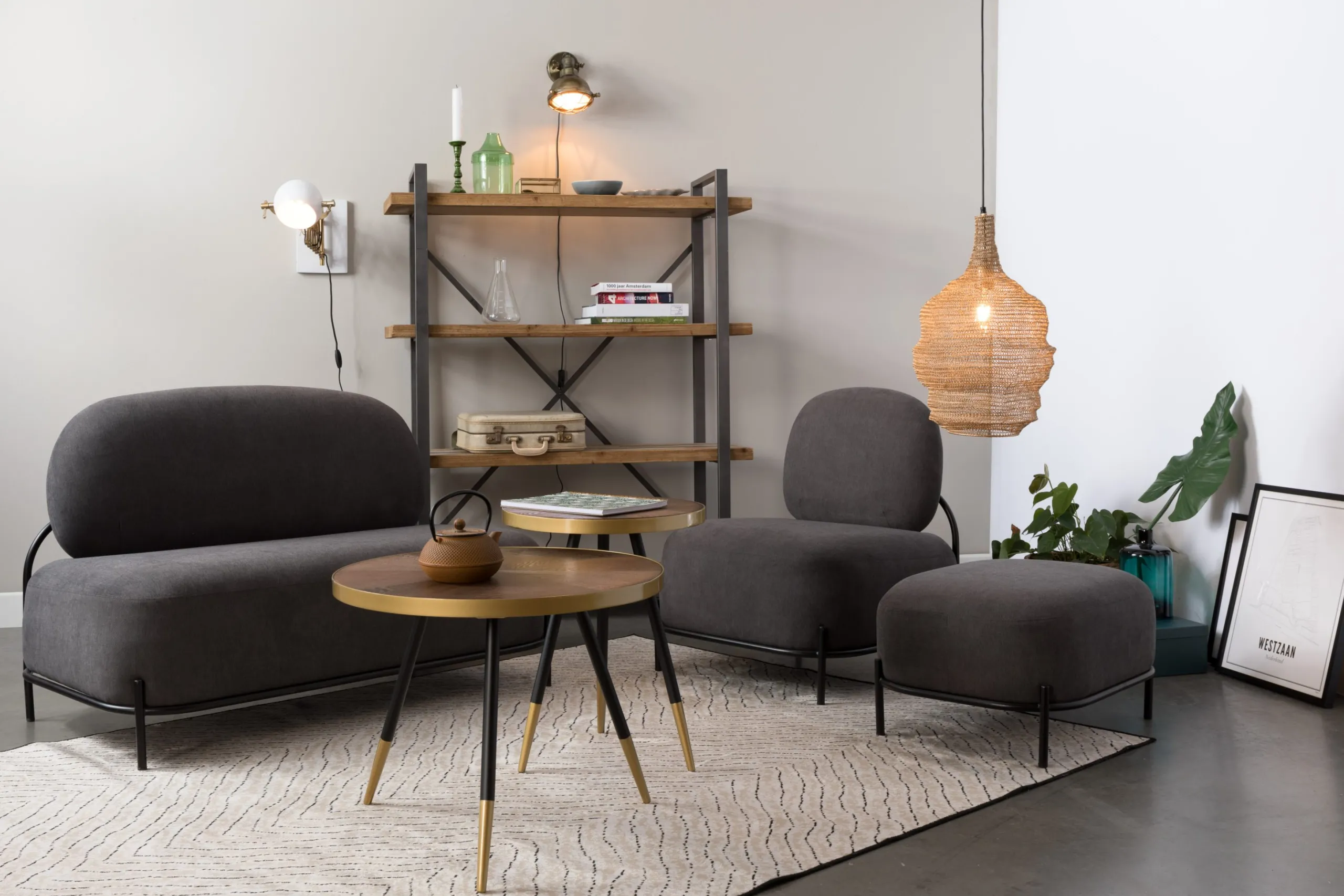 Retro Beistelltisch Denise Side Table Messing Brass Ø 44-Zuiver