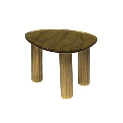 Retro Beistelltische Eclipse Glas Metall Dreibeinig Antik-Gold S-Vintagehaus