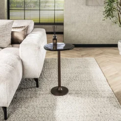 Retro Beistelltische Eclipse Glas Metall Antik-Kupfer L-Vintagehaus Hot