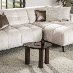 Retro Beistelltische Eclipse Glas Metall Dreibeinig Antik-Kupfer S-Vintagehaus Sale