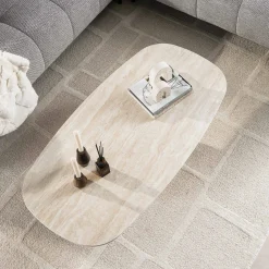 Retro Couchtisch Centro 135 Travertin Keramik Oval-Vintagehaus Online