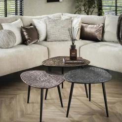 Retro Couchtisch 3er Set Triangle Patina Metall-Vintagehaus Best