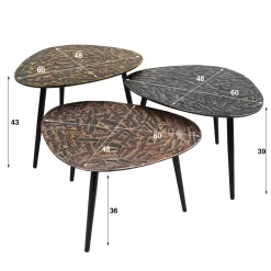 Retro Couchtisch 3er Set Triangle Patina Metall-Vintagehaus Best