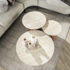 Retro Couchtisch Romano konisches Bein Travertin Keramik verschiedene Größen-Vintagehaus Hot