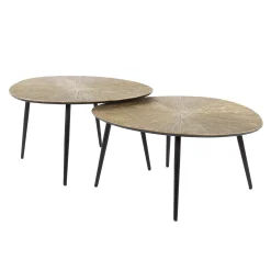 Retro Couchtisch Set Ray Of Light Metall Bronze / Gold 2er Set Organisch-Vintagehaus Outlet