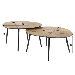 Retro Couchtisch Set Ray Of Light Metall Bronze / Gold 2er Set Organisch-Vintagehaus Outlet