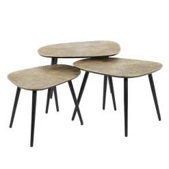 Retro Couchtisch Set Ray Of Light Metall Bronze / Gold 3er Set Quadratisch-Vintagehaus