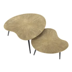 Retro Couchtisch Set Ray Of Light Metall Bronze / Gold 2er Set Nierenförmig-Vintagehaus Online