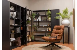 Retro Drehsessel Relaxsessel Jouke Leder Cognac Armlehne-WOOOD Hot