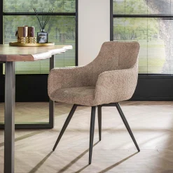 Retro Drehstuhl Esszimmerstuhl Bouclé Sand-Vintagehaus Online