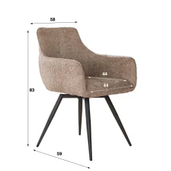 Retro Drehstuhl Esszimmerstuhl Bouclé Sand-Vintagehaus Online