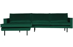 Retro Ecksofa Samt Rodeo 3-Sitzer Rechts oder Links 300/160 Grüner Wald Links-BePureHome Hot