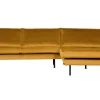 Retro Ecksofa Samt Rodeo 3-Sitzer Rechts oder Links 300/160 Ocker Rechts-BePureHome Online