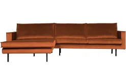 Retro Ecksofa Samt Rodeo 3-Sitzer Rechts oder Links 300/160 Rost Links-BePureHome Hot