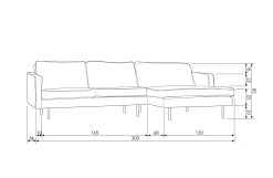 Retro Ecksofa Samt Rodeo 3-Sitzer Rechts oder Links 300/160 Pistazie Rechts-BePureHome Discount
