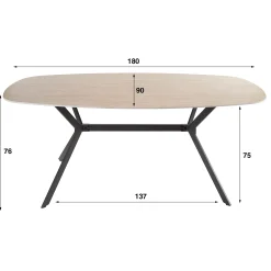 Retro Esstisch Arch 180 Travertin Keramik Metallbeine-Vintagehaus