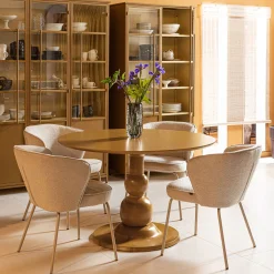 Retro Esstisch Blanco Mangoholz rund in Honiggelb-WOOOD Best