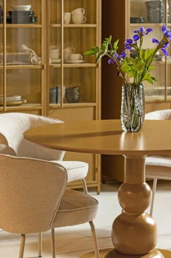 Retro Esstisch Blanco Mangoholz rund in Honiggelb-WOOOD Best