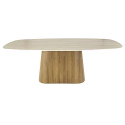 Retro Esstisch Centro 215 Travertin Keramik Eichenoptik-Vintagehaus Outlet