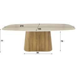 Retro Esstisch Centro 215 Travertin Keramik Eichenoptik-Vintagehaus Outlet