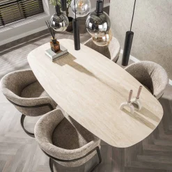 Retro Esstisch Centro 180 Travertin Keramik-Vintagehaus New