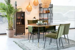 Retro Esstisch Denise Oval Messing Brass Walnussfarben 180 x 90 cm-Zuiver New