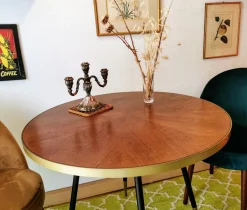 Retro Esstisch Denise Rund Messing Brass Walnussfarben Ø 90 cm-Zuiver Clearance