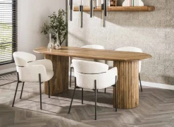 Retro Esstisch Mangoholz Wave 215 oval gerillte Beine-Vintagehaus Hot