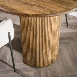 Retro Esstisch Mangoholz Wave 215 oval gerillte Beine-Vintagehaus Hot