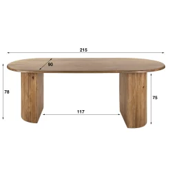 Retro Esstisch Mangoholz Wave 215 oval gerillte Beine-Vintagehaus Hot