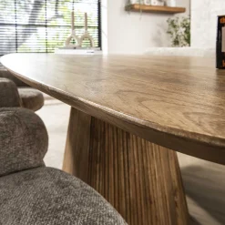 Retro Esstisch Mangoholz Wave 215 cm oval gerilltes konisches Bein-Vintagehaus Best