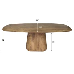 Retro Esstisch Mangoholz Wave 215 cm oval gerilltes konisches Bein-Vintagehaus Best