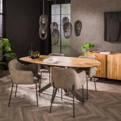 Retro Esstisch Organic Shape Teakholzfurnier Fischgrätmuster 180-Vintagehaus Hot