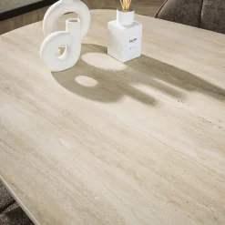 Retro Esstisch Romano 215 cm Travertin Keramik Spider-Gestell-Vintagehaus Discount