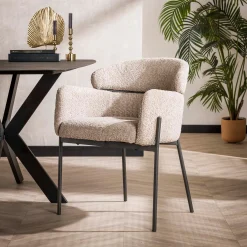 Retro Esszimmerstuhl Armlehnstuhl Bouclé Sand-Vintagehaus Clearance