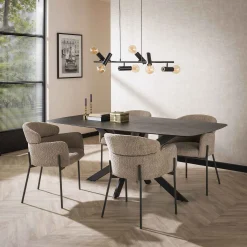 Retro Esszimmerstuhl Armlehnstuhl Bouclé Sand-Vintagehaus Clearance