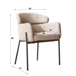 Retro Esszimmerstuhl Armlehnstuhl Bouclé Sand-Vintagehaus Clearance