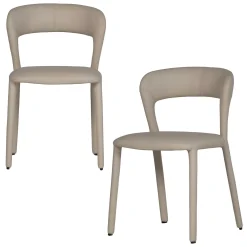 Retro Esszimmerstuhl Lederstuhl Noble Komplettbezug Kunstleder Beige-WOOOD Hot