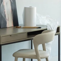 Retro Esszimmerstuhl Lederstuhl Noble Komplettbezug Kunstleder Beige-WOOOD Hot