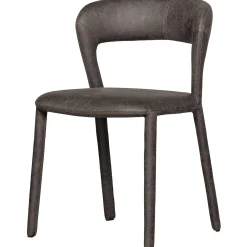 Retro Esszimmerstuhl Lederstuhl Noble Komplettbezug Kunstleder Anthrazit-WOOOD Hot