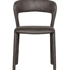 Retro Esszimmerstuhl Lederstuhl Noble Komplettbezug Kunstleder Anthrazit-WOOOD Hot