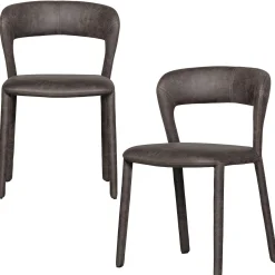 Retro Esszimmerstuhl Lederstuhl Noble Komplettbezug Kunstleder Anthrazit-WOOOD Hot