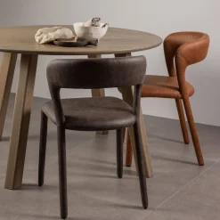 Retro Esszimmerstuhl Lederstuhl Noble Komplettbezug Kunstleder Anthrazit-WOOOD Hot